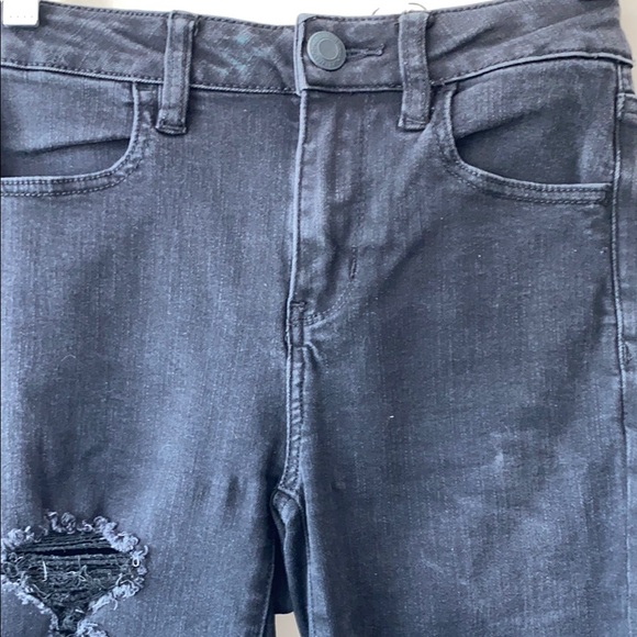 American Eagle Ne(x)t Level Ripped Hi-Rise Jegging Black Wash - Picture 10 of 13